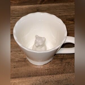 IMM White Ceramic Tea/Coffee Mug/Cup with Hidden Bear/Animal Inside